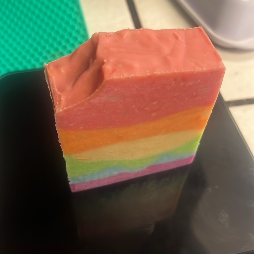 Goat Milk Soap- Strawberry Pride Hand Crafted Bar - Picture 2 of 3